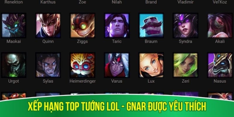 Xếp hạng top tướng LOL – Gnar được yêu thích